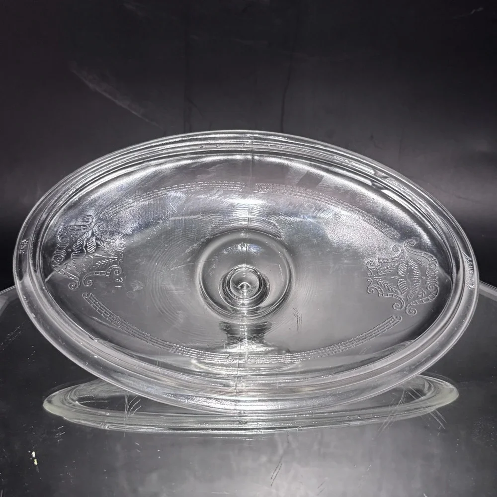 Vintage Glasbake 1Qt Clear Etched Glass Oval Poppy Casserole Dish‎ W Lid